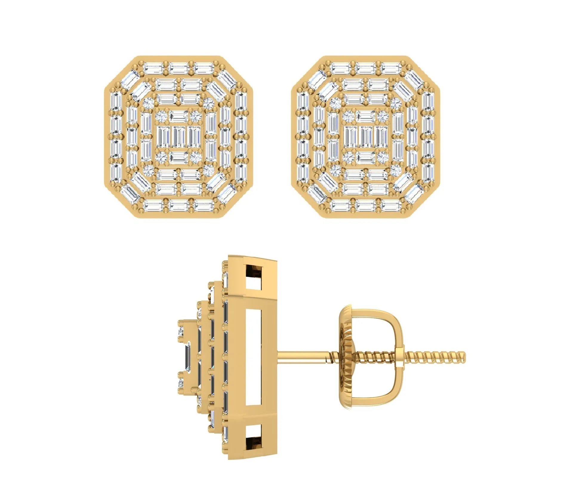 10 Karat Yellow Gold 0.55 Carat Diamond Cushion Earrings