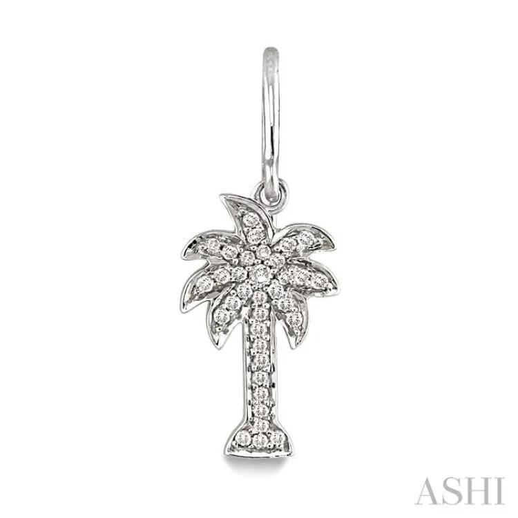 1/4 Ctw Palm Tree Single Cut Diamond Earrings in 14K White Gold