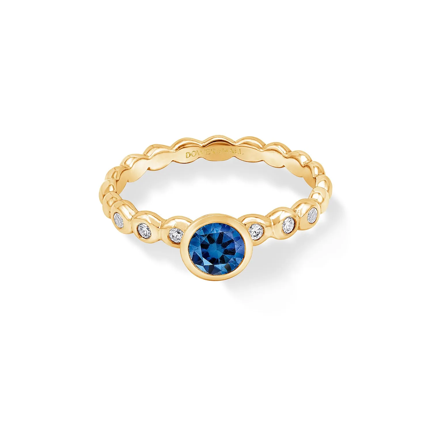 14k Gold Bubbles Ring with 5mm Blue Sapphire