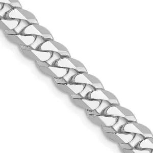 14K White Gold 5.75mm Flat Beveled Curb with Lobster Clasp Chain Necklace