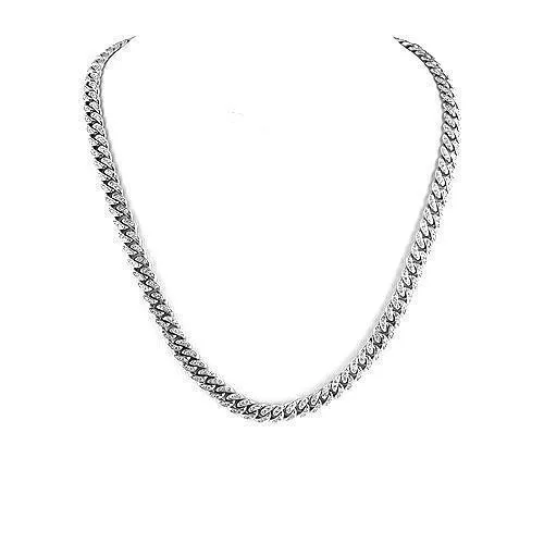 14k White Gold Mens Custom Diamond Cuban Chain 8.50 Ctw