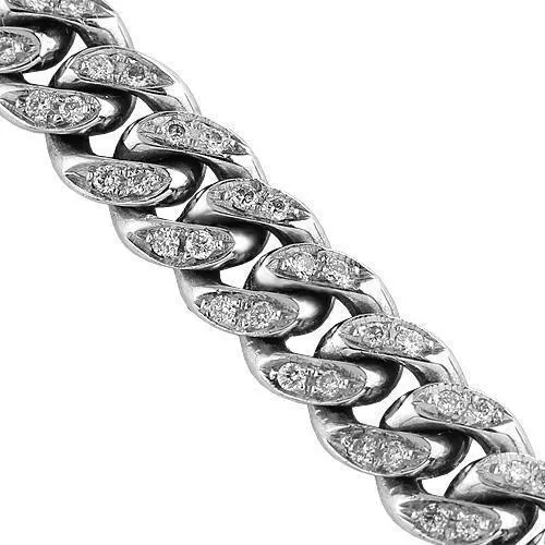 14k White Gold Mens Custom Diamond Cuban Chain 8.50 Ctw