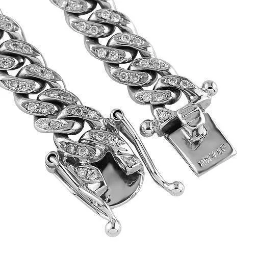 14k White Gold Mens Custom Diamond Cuban Chain 8.50 Ctw