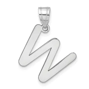 14k White Gold Slanted Design Bubble Letter W Initial Charm Pendant