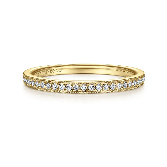 14K Yellow Gold Pave Diamond Eternity Stackable Ring