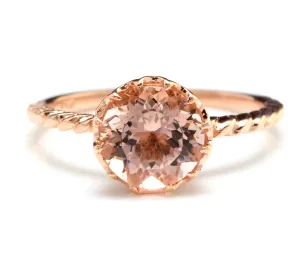 1.50 Carats Exquisite Natural Morganite 14K Solid Rose Gold Ring