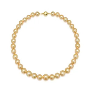 18k Aurora Moon Rainbow South Sea Golden Pearl Necklace KN00090