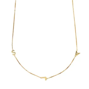 18K Gold Vermeil Triple Initial Necklace With Classic Box Chain