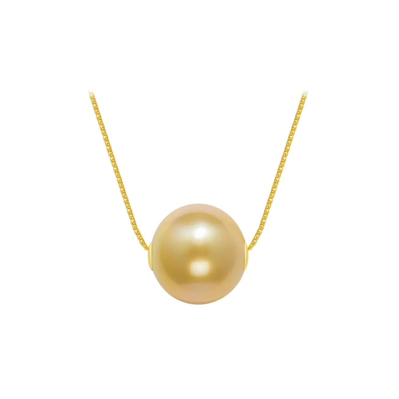 18K Solid Gold Golden South Sea Pearl Necklace KN00029