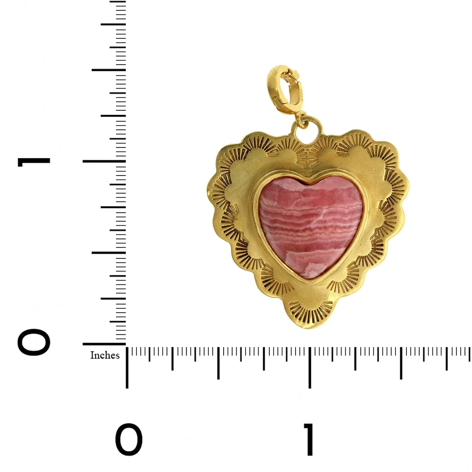 18K Yellow Gold Rhodochrosite Heart Pendant