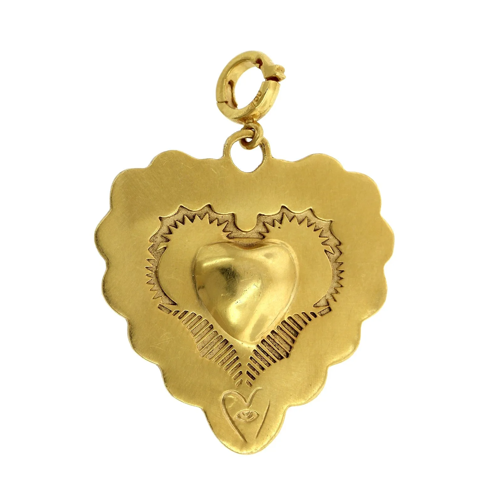 18K Yellow Gold Rhodochrosite Heart Pendant