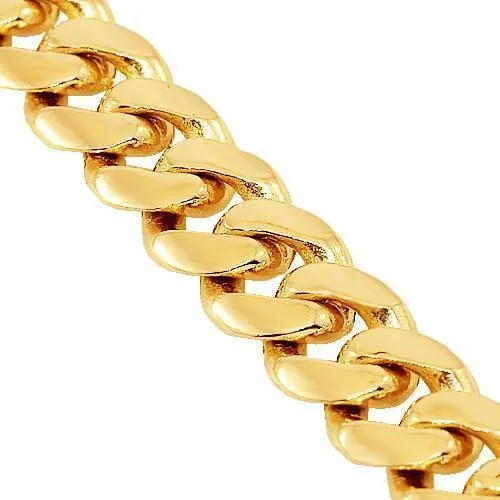 18k Yellow Gold Solid Mens Cuban Link Chain 7 mm