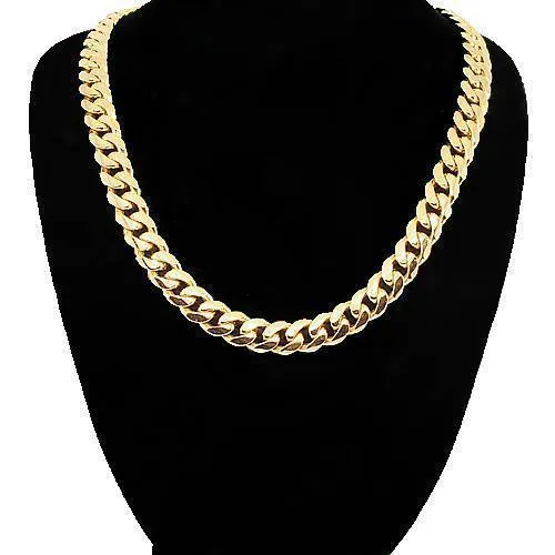 18k Yellow Gold Solid Mens Cuban Link Chain 7 mm