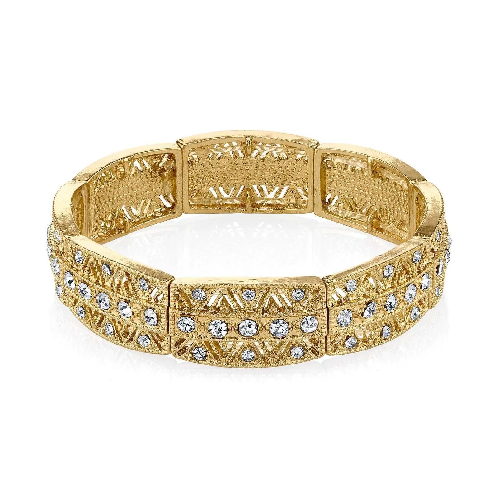 2028 Jewelry Rectangular Multi Crystal Stretch Bracelet