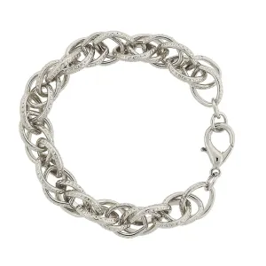 2028 Jewelry Silver Big Link Knurled Curb Bracelet