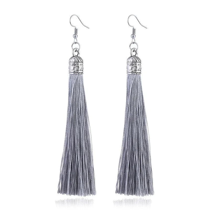 25 Colors Tassel Earrings  Women Long Fringe Drop Earrings Statement Bohemian Boho Hanging Dangle Earrings