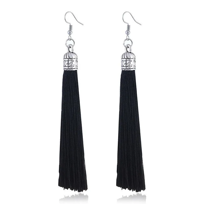 25 Colors Tassel Earrings  Women Long Fringe Drop Earrings Statement Bohemian Boho Hanging Dangle Earrings