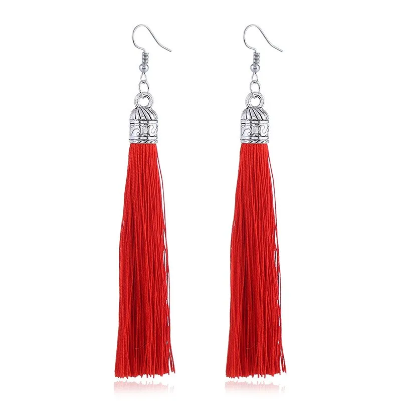 25 Colors Tassel Earrings  Women Long Fringe Drop Earrings Statement Bohemian Boho Hanging Dangle Earrings