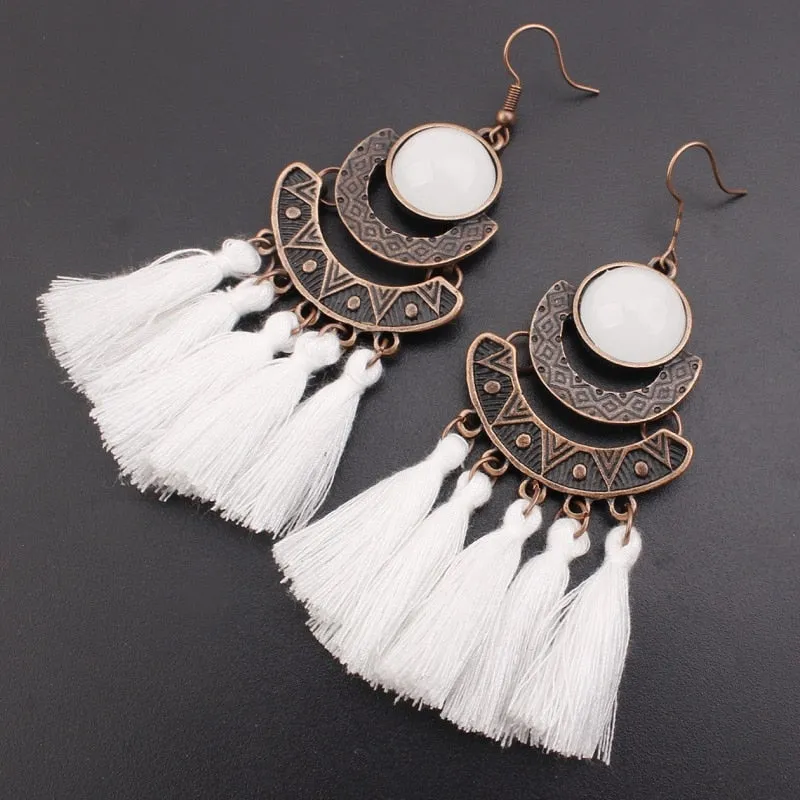 25 Colors Tassel Earrings  Women Long Fringe Drop Earrings Statement Bohemian Boho Hanging Dangle Earrings