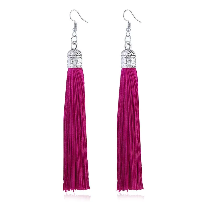 25 Colors Tassel Earrings  Women Long Fringe Drop Earrings Statement Bohemian Boho Hanging Dangle Earrings