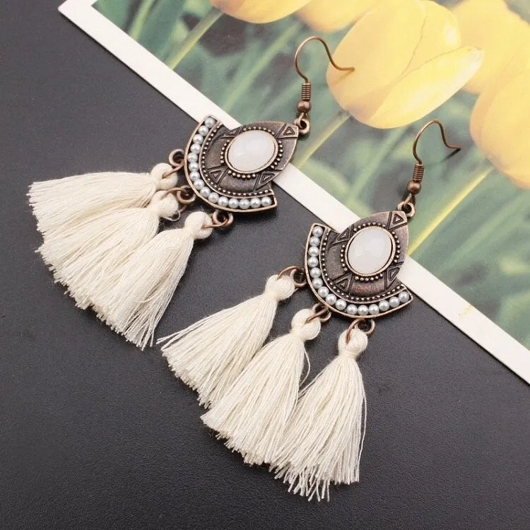 25 Colors Tassel Earrings  Women Long Fringe Drop Earrings Statement Bohemian Boho Hanging Dangle Earrings