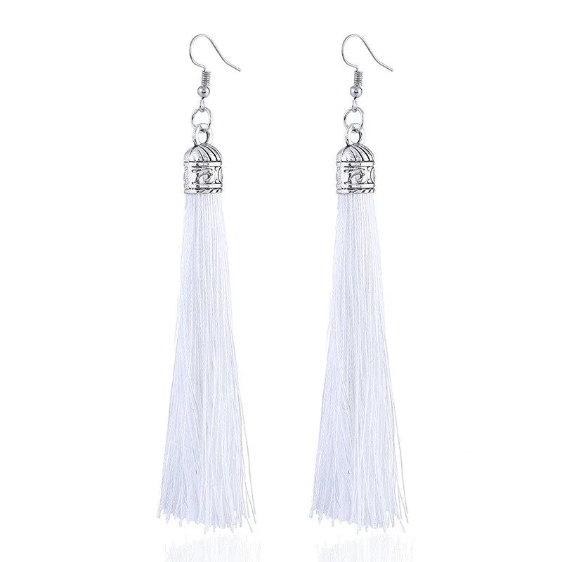 25 Colors Tassel Earrings  Women Long Fringe Drop Earrings Statement Bohemian Boho Hanging Dangle Earrings