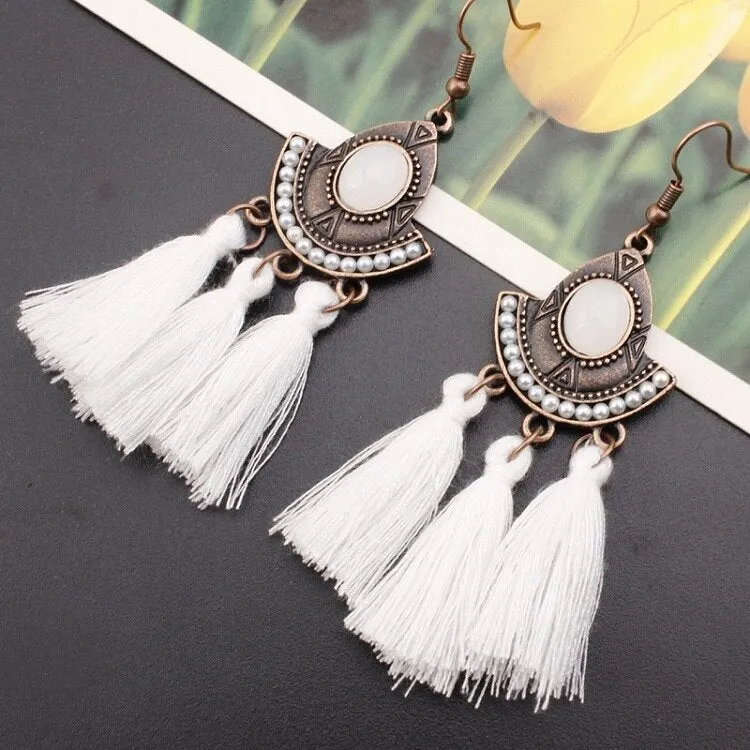 25 Colors Tassel Earrings  Women Long Fringe Drop Earrings Statement Bohemian Boho Hanging Dangle Earrings