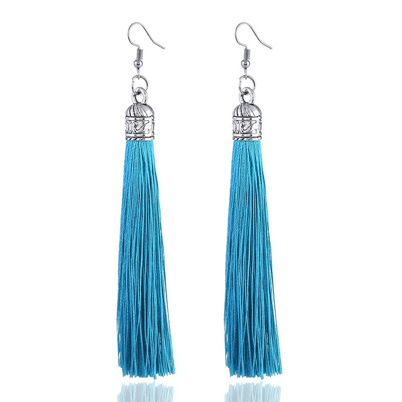 25 Colors Tassel Earrings  Women Long Fringe Drop Earrings Statement Bohemian Boho Hanging Dangle Earrings