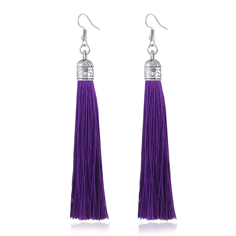 25 Colors Tassel Earrings  Women Long Fringe Drop Earrings Statement Bohemian Boho Hanging Dangle Earrings