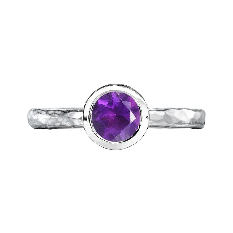 6mm Amethyst Hammered Twinkle Ring