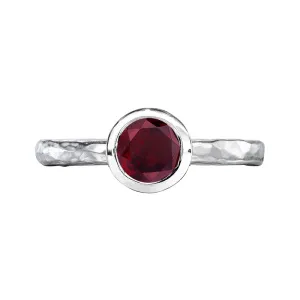 6mm Garnet Hammered Twinkle Ring