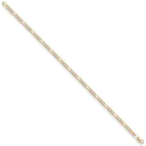 9ct 2 Tone Gold Solid Diamond Cut 3mm 7 Inch Figaro Bracelet 2.3g