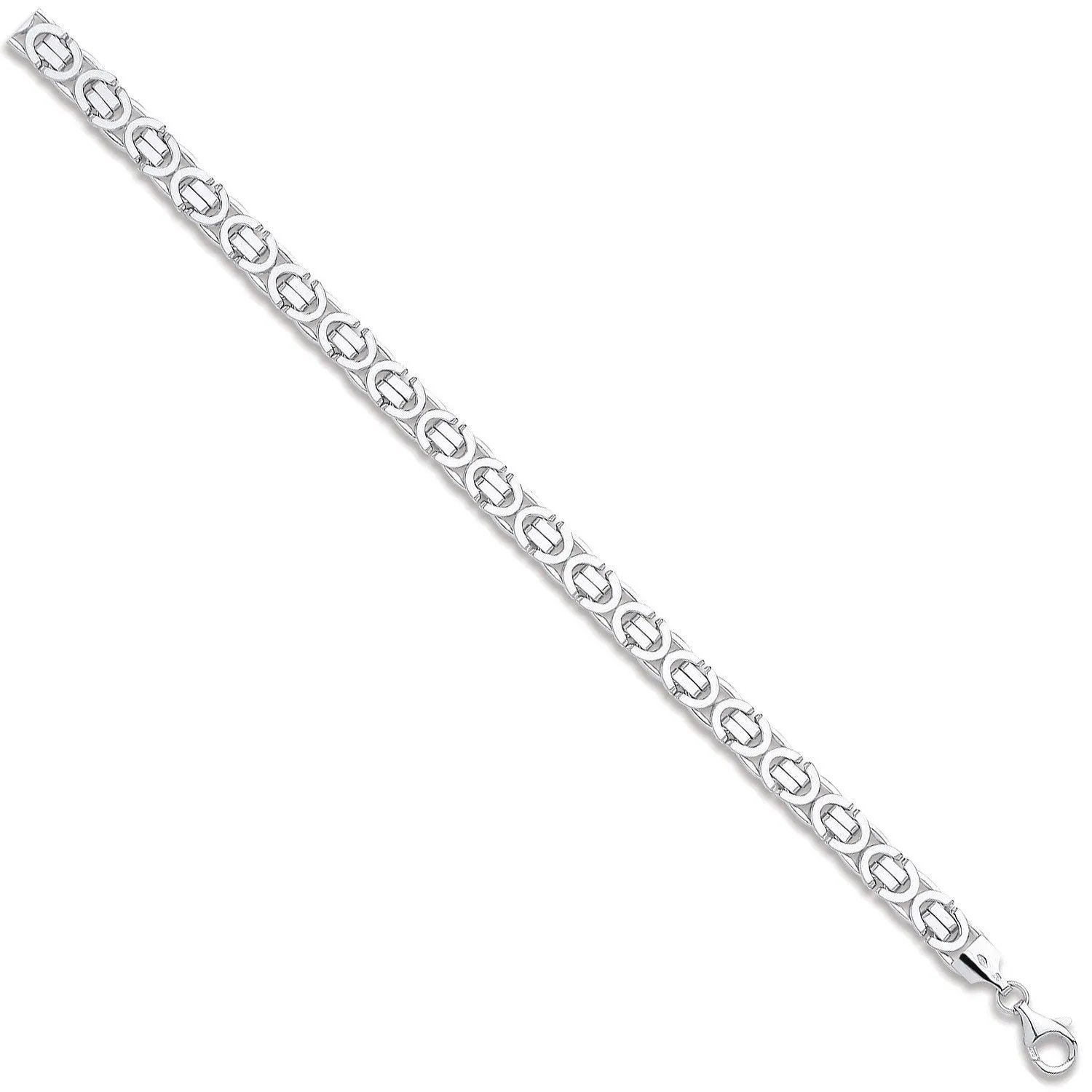 9ct White Gold 7mm 8 Inch Flat Byzantine Bracelet 20.5g