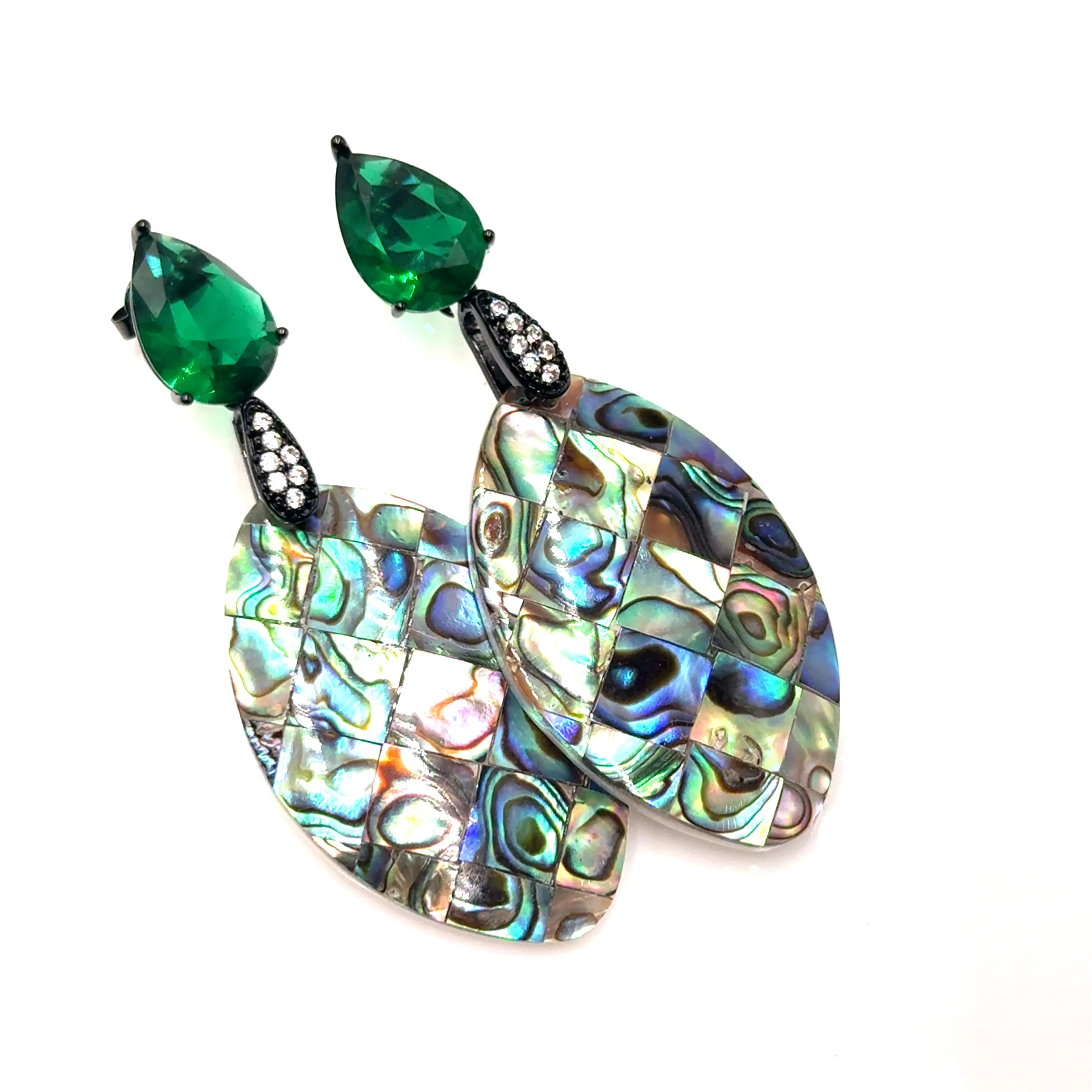 Abalone Green Cubic Zirconia Earring