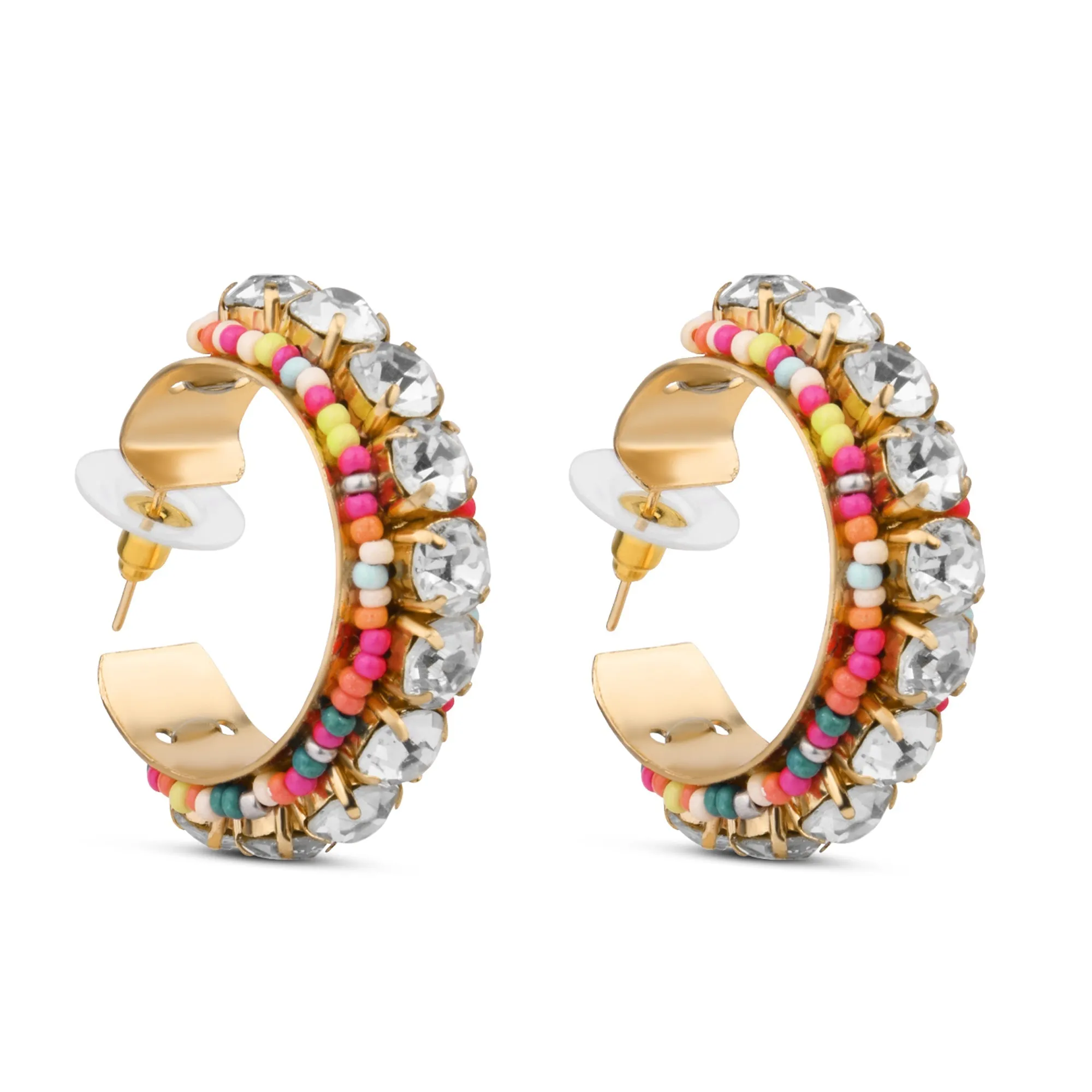 Accessorize London Women's Multi Sparkle Gem Hoop Earrings