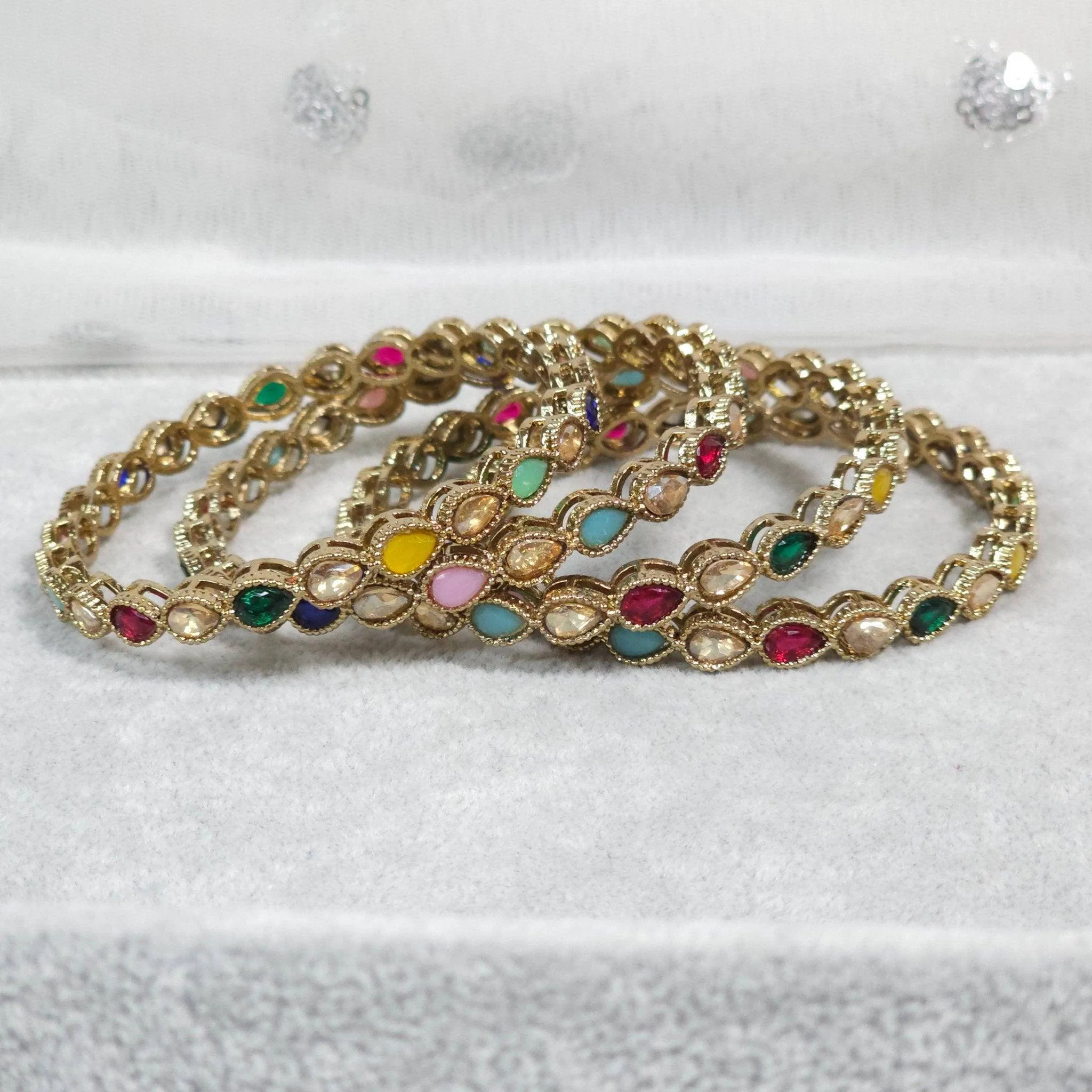 Alona - Antique Gold Multicolour Bangles