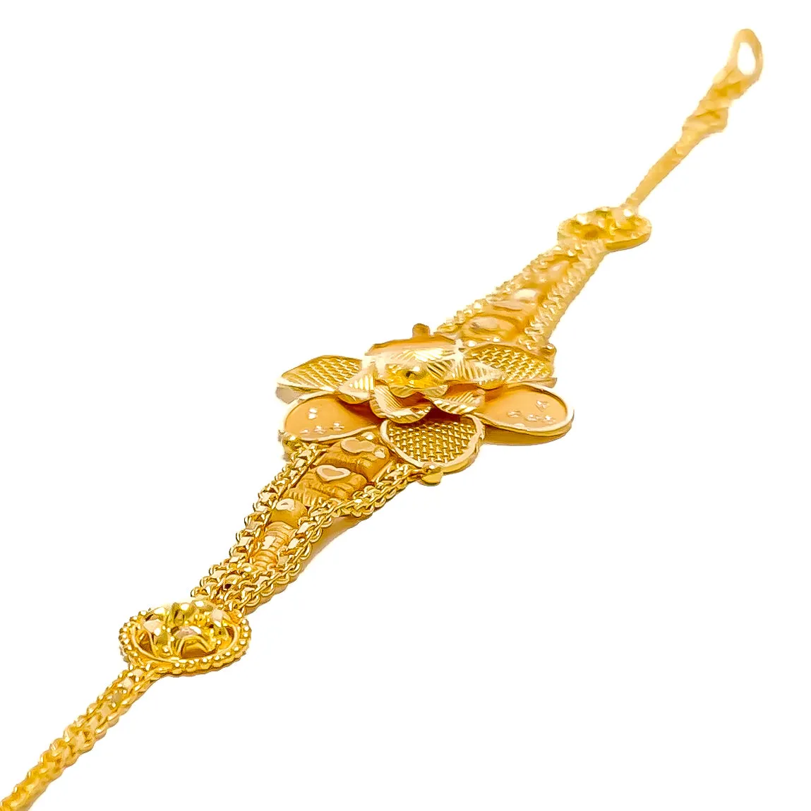 Alternating Netted Flower 22k Gold Bracelet