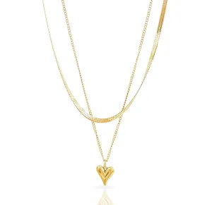 AMORA GOLD HEART STACK NECKLACE