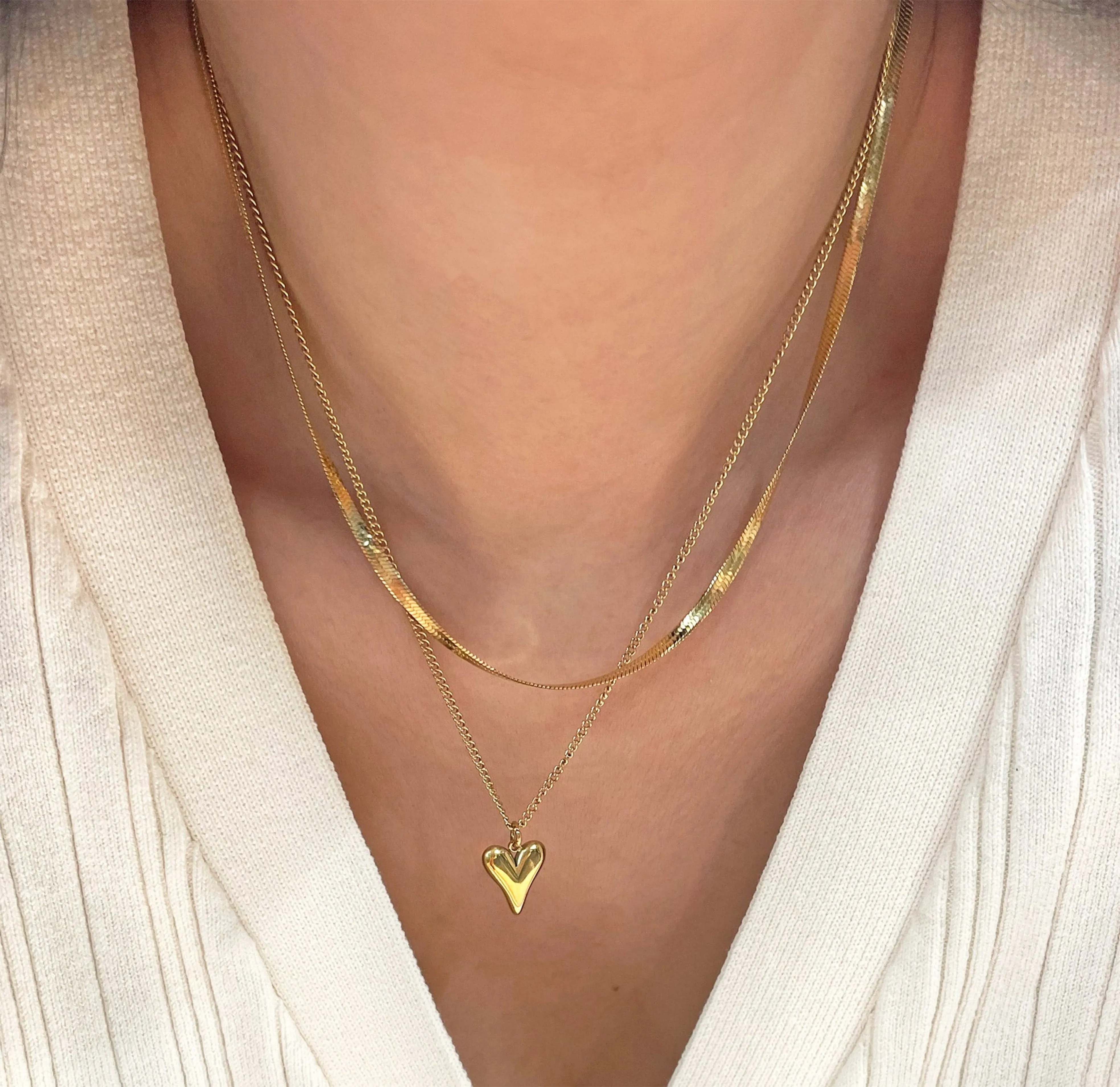 AMORA GOLD HEART STACK NECKLACE