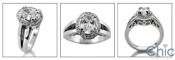 Anniversary Oval 1.25 Ct Pave Halo Cubic Zirconia Cz Ring