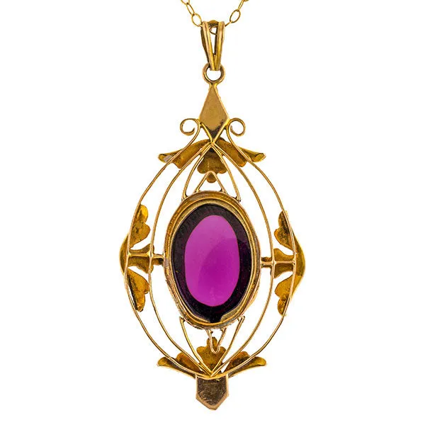 Antique Cabochon Garnet & Pearl Pendant