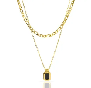 ARDEN DOUBLE STACK BLACK PENDANT NECKLACE