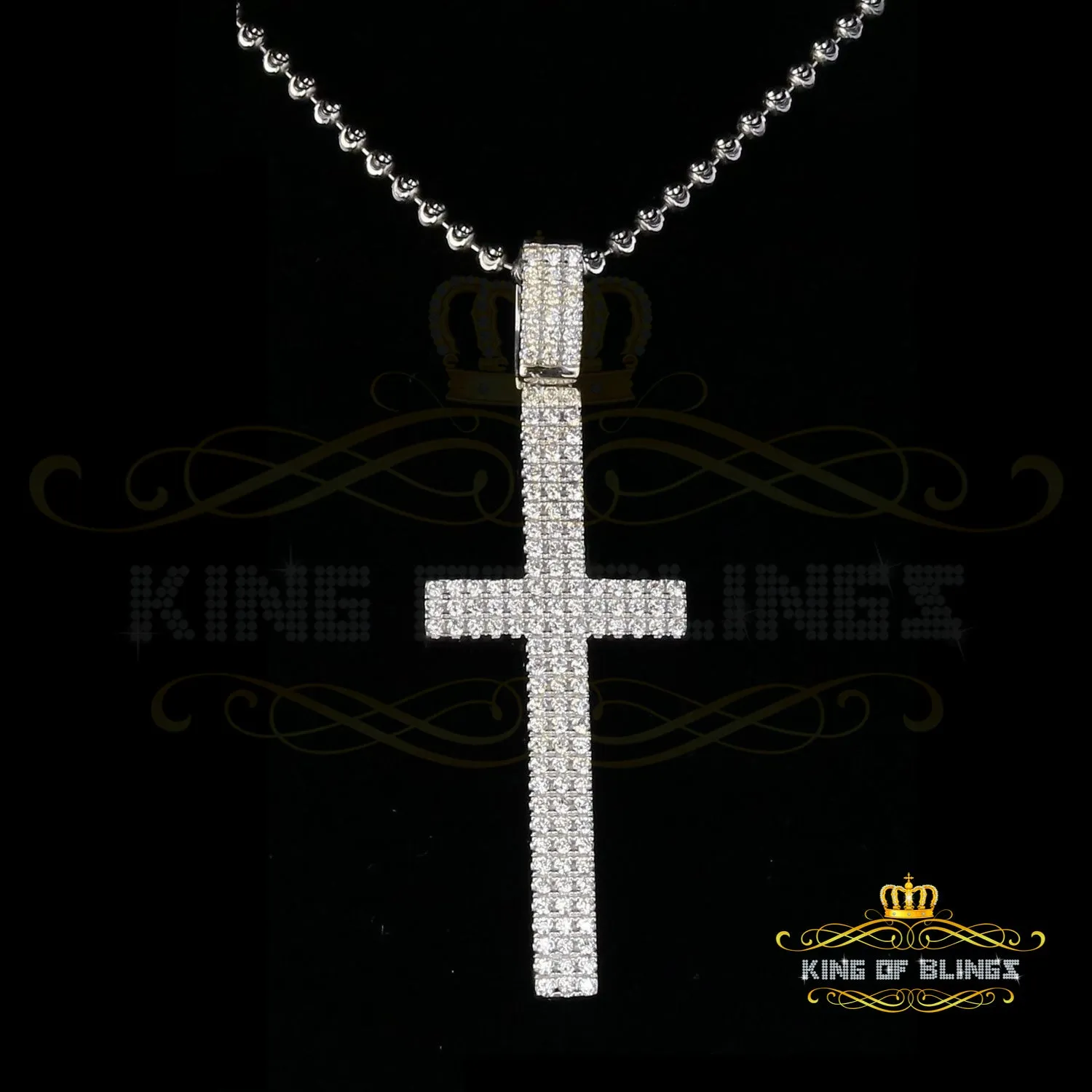 Attractive Fancy 925 Sterling White Silver CROSS Pendant 1.41ct Cubic Zirconia