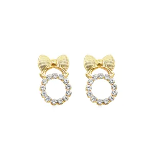 Bow With CZ Stones Stud Earrings (L265A)