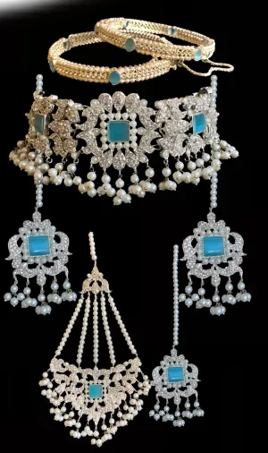 BR108 Anisa pakistani bridal set- Mint blue  (READY TO SHIP )