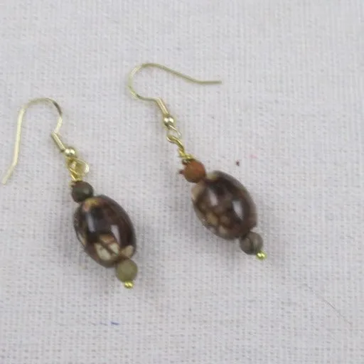 Brown Glass Drop Earrings