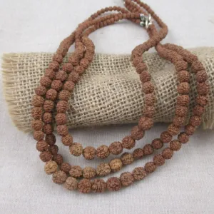 Brown Natural Seed Bead Triple Strand  Beaded Necklace