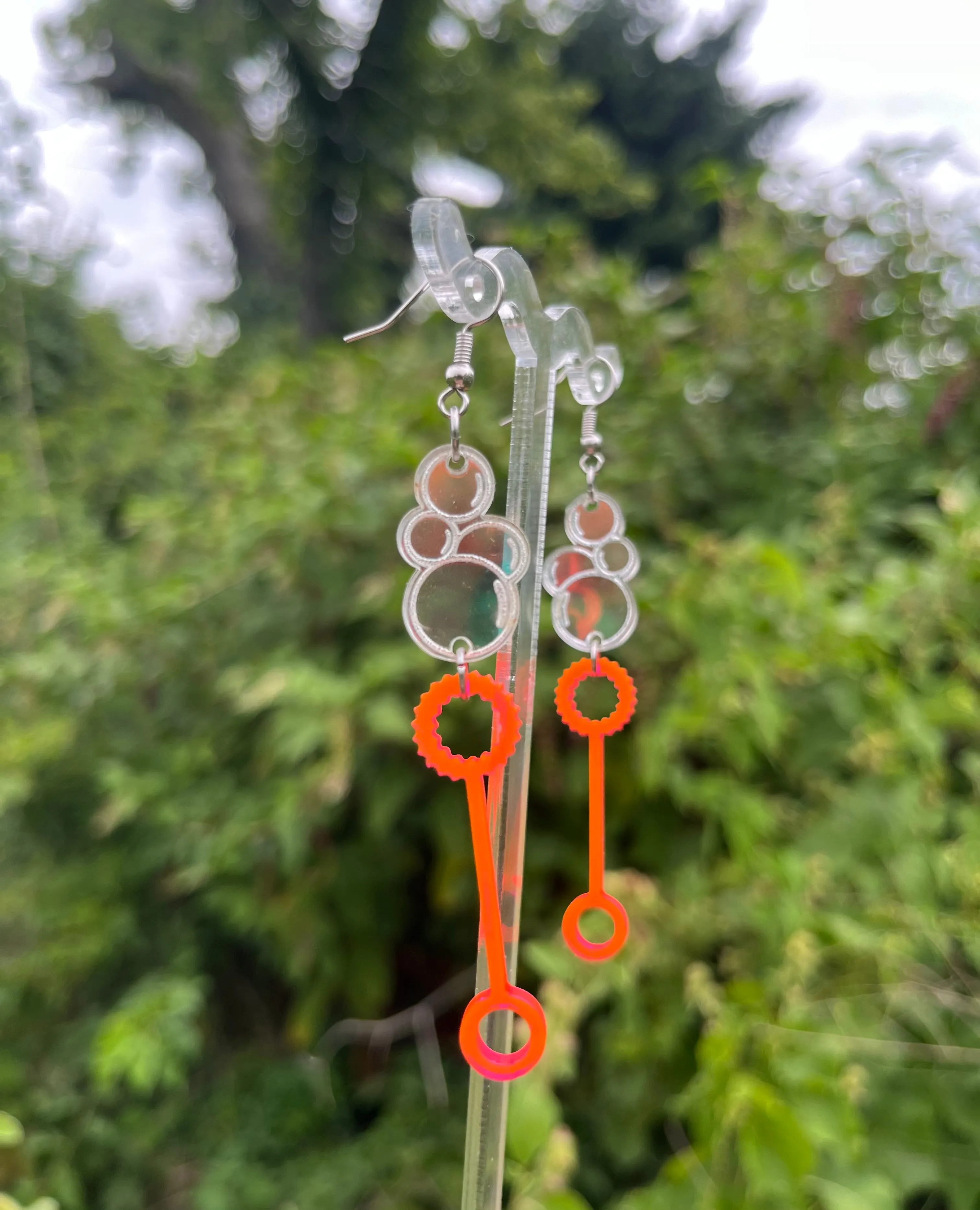 Bubble Blowing Baby Acrylic Dangle Earrings