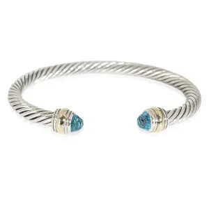 Cable Classic Blue Topaz Bracelet, 14k Yellow Gold/Sterling Silver