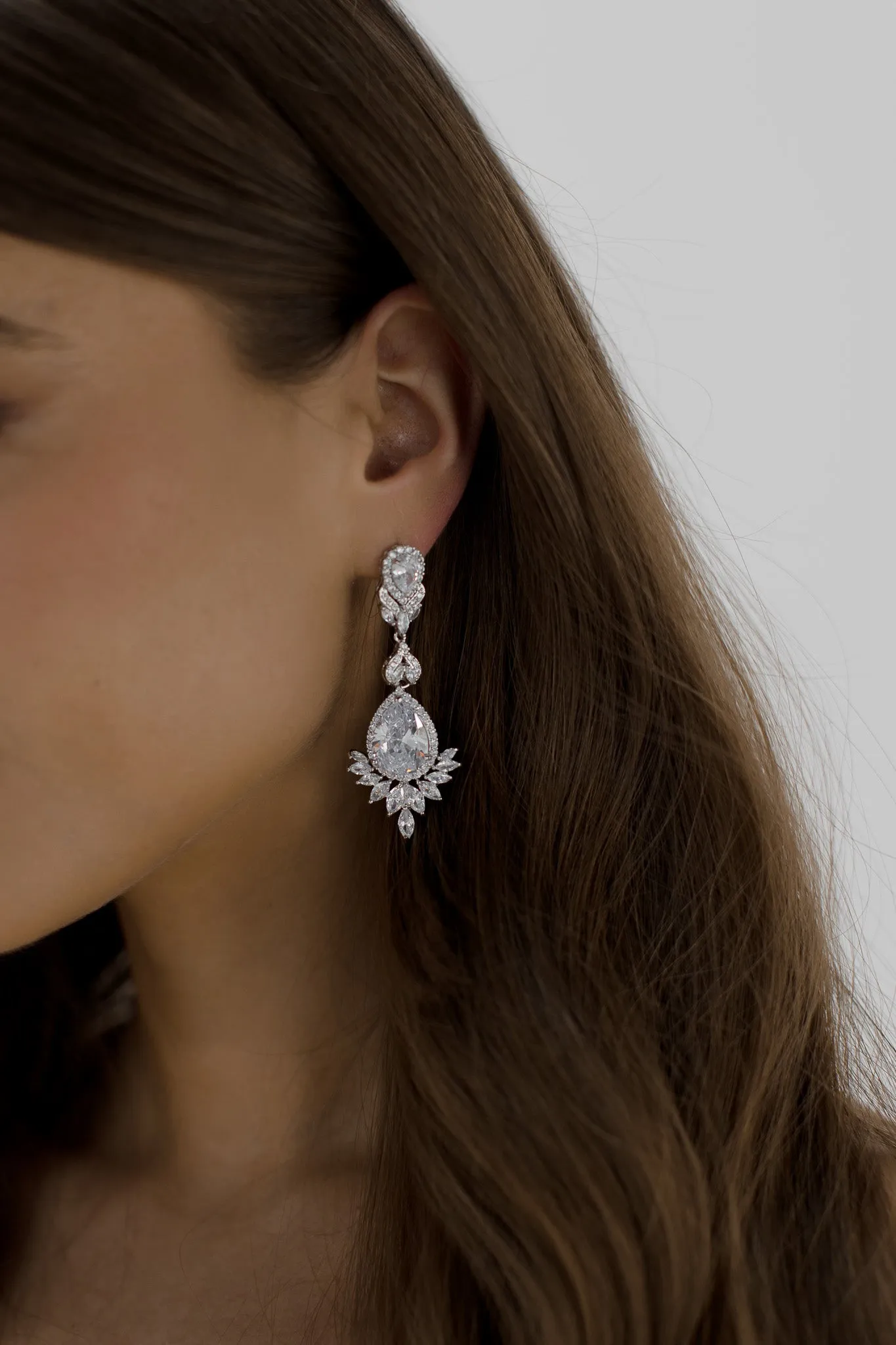 Camilla - Silver Chandelier Statement Bridal Earrings